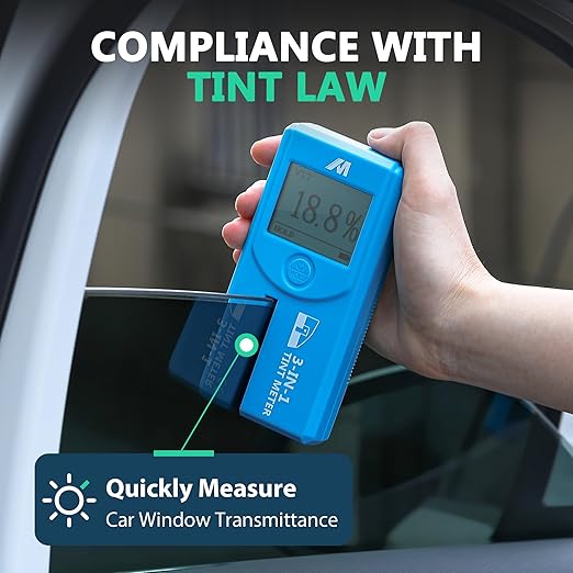 Mxmoonfree Tint Meter, Digital Window Tint Meter, 3-in-1 Solar Film Transmission Meter, UV IR Rejection Meter Spectrum Tester ONLY for Roll Down Windows