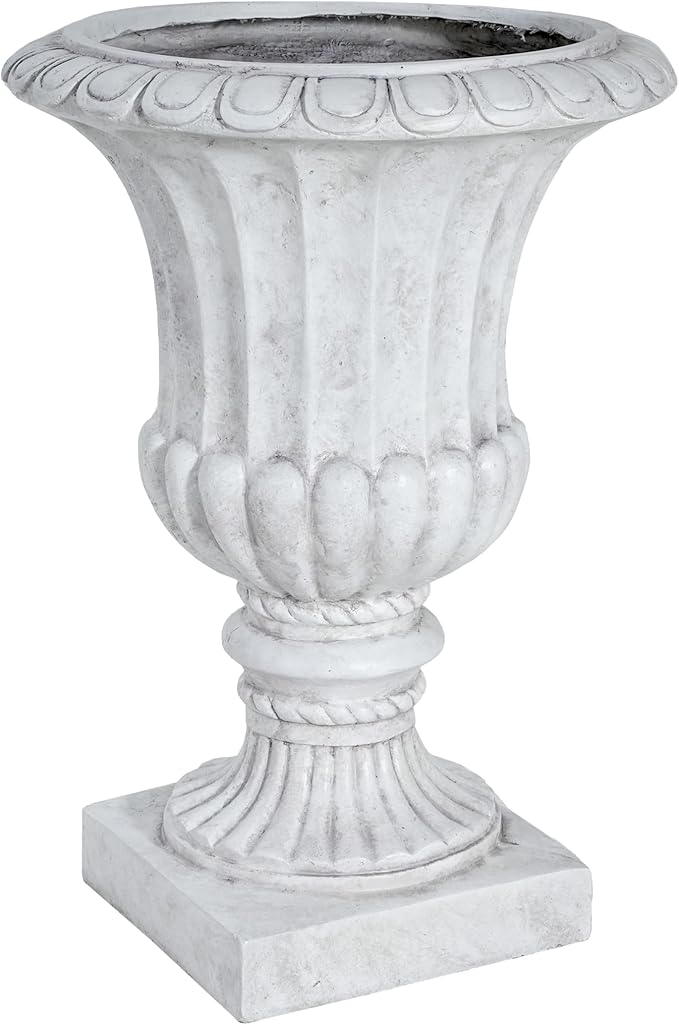 Merax 26.25'' Tall Antique Urn Planter, Classic Garden Urn for Indoor & Outdoor Use, Large Patio & Living Room Decor Planter, White