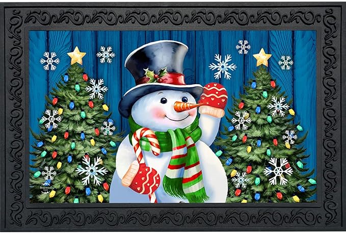 Briarwood Lane Candy Cane Snowman Doormat