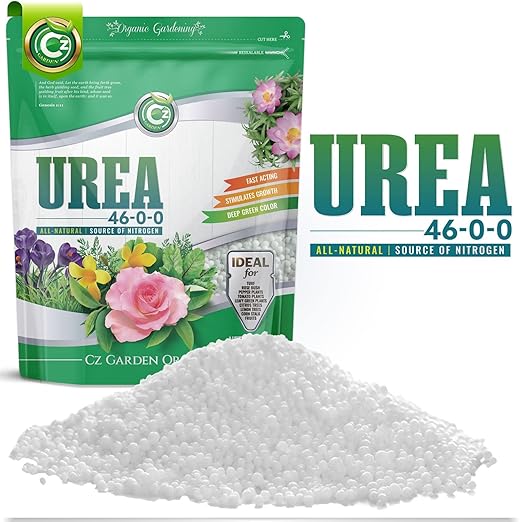 Urea Fertilizer 46-0-0 Made in USA - 10LB Plant Food for Indoor/Outdoor Flowers & Gardens - Promotes Lush Growth - Lettuce, Green Lawns, Fruit, Vegetables, Citrus Trees, Tie Dye Granules Prills