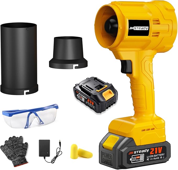 Cordless Leaf Blower, 980,000 RPM Handheld Blower with Detachable Air Nozzle, 2 X 4.0Ah Batteries & Charger, Lightweight for Patio Cleaning, Lawn Care, Leaves (21V Battery)