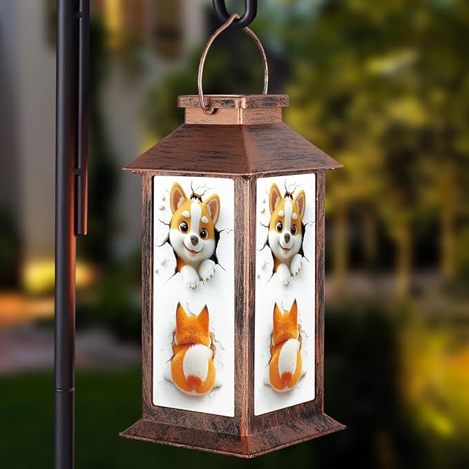 Pawatee Solar Hanging Lanterns, Bronze, Cat Style, LED, Waterproof, Perfect for Outdoor Decor, Patio, Lawn, Porch