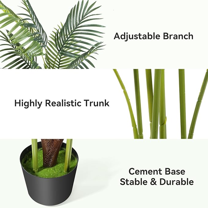 WC WAH CHUN Artificial Bird of Paradise Plant Fake Tropical Palm Tree for Indoor Outdoor, Perfect Faux Plants for Home Garden Office Store Decoration (Palm Tree 120cm)