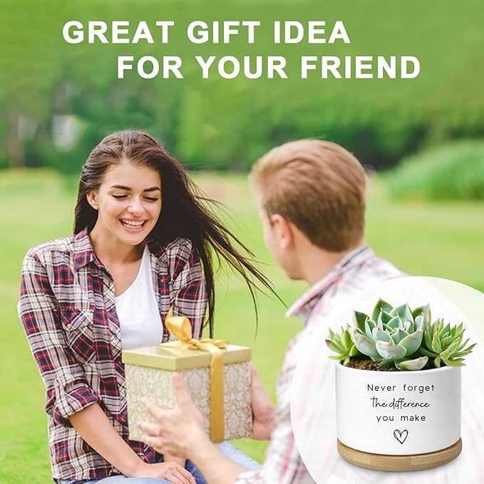 Aryabtya Cute Succulent Planter, Flower Cactus Plant Pot Gifts, Going Away Farewell Thank You Inspirational Employee Appreciation Gifts for Women Men Coworkers Boss Lady Manager (No Plants)