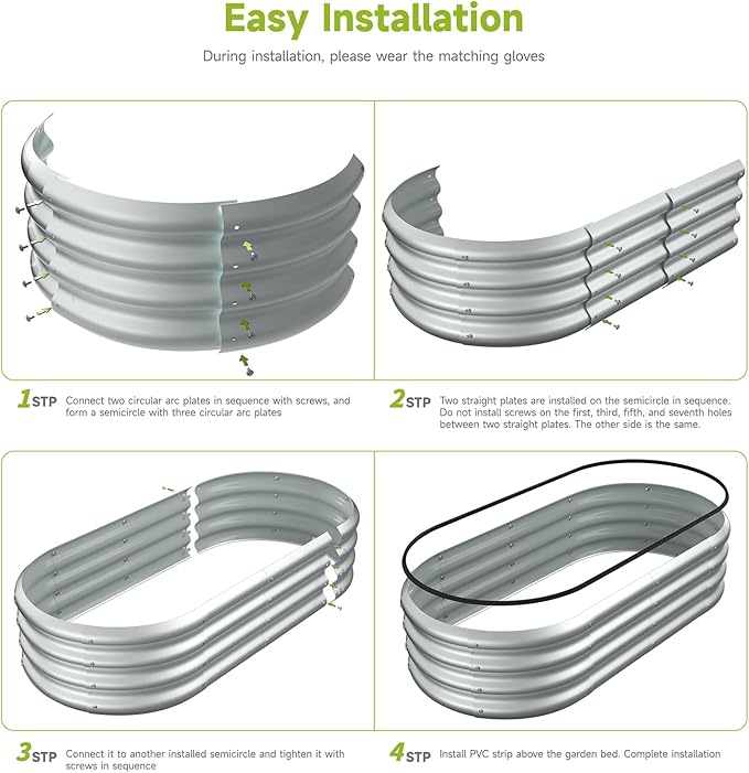 4x2x1 FT Raised Garden Bed Kit, Metal Planter Box Outdoor, Planters for Outdoor Plants, Flower, Vegetables, Herbs (Silver,2PCS)
