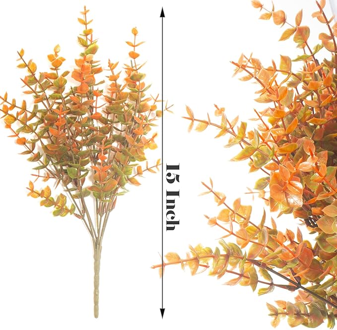 Grunyia 10 Bundle Artificial Fall Boxwood No Fade Faux Autumn Plants
