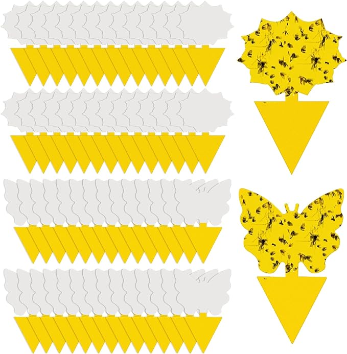 58 Pack Flying Insect Traps for Plants – Yellow Sticky Traps for Fungus Gnats, Flies & Flying Bugs, Indoor Outdoor Flying Bug Catcher for Pots, Garden & Kitchen, Non-Toxic, Odorless, Kid & Pet Safe