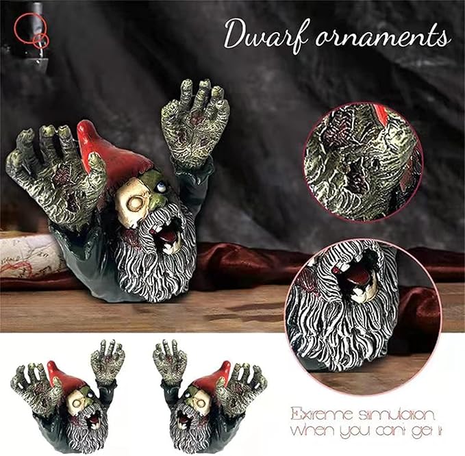 ZWFDC Resin Gnomes, Gnomes Garden Decor, Scary Gnome for Patio Halloween Decoration, Garden Sculptures, Statues Outdoor Decorations - 4.13inch
