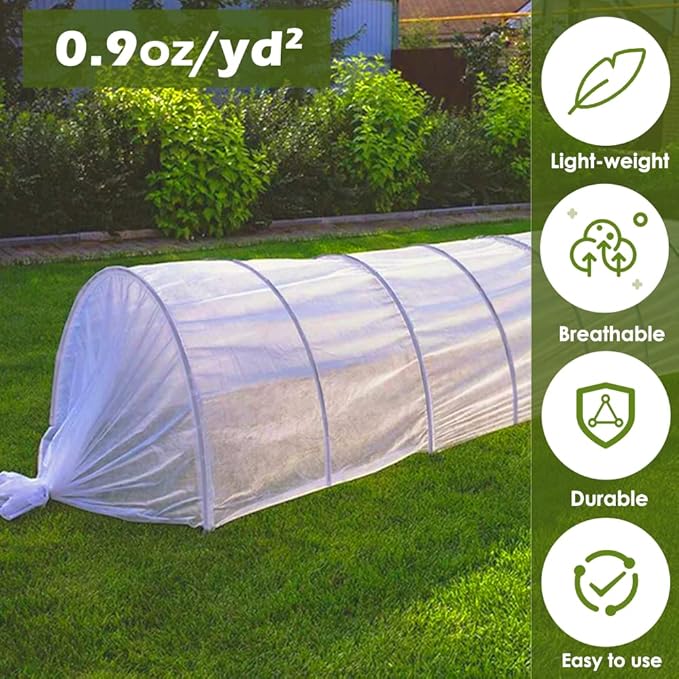 JUNKOGO Plant Freeze Protection Cover, 7x25ft Frost Cloth Winter Garden Blanket, Floating Row Cover for Cold Weather and Shade, Perfect for Outdoor Vegetables, Trees, Greenhouse