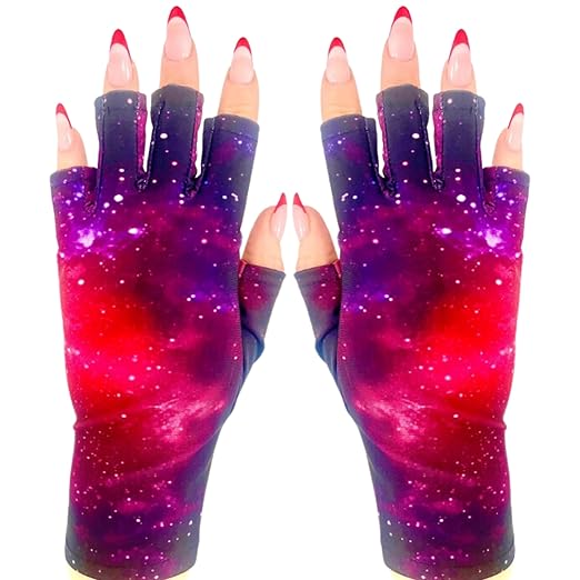ManiGlovz UV Light Protective Nail Gloves | Gel Manicure and Anti UV Fingerless Gloves | Spaced Out Print