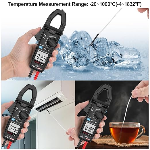 MESTEK Clamp Meter, Digital Clamp Multimeter Voltage Tester TRMS 6000 Counts Current Amp Volt Meter, Voltmeter Measures NCV AC DC Current Voltage Resistance Capacitance Temperature Diodes Continuity