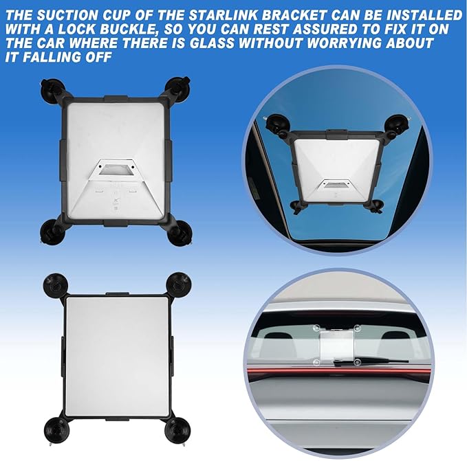 Starlink Mini Mount - Starlink Mini Car Mount with 2 Extra Suction Cups | Strong Secure Mounting for Car Windows & Sunroofs | Stable Signal for RVs, Boats, Road Trips