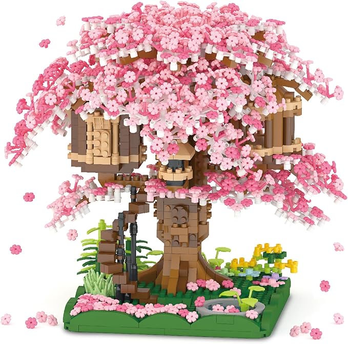Vziimo Cherry Blossom Bonsai Tree Building Set, Japanese Sakura Tree House Model Sets for Adults, 2028Pcs Mini Micro Bricks Collectible Creative Gift for Teens Girls 14+