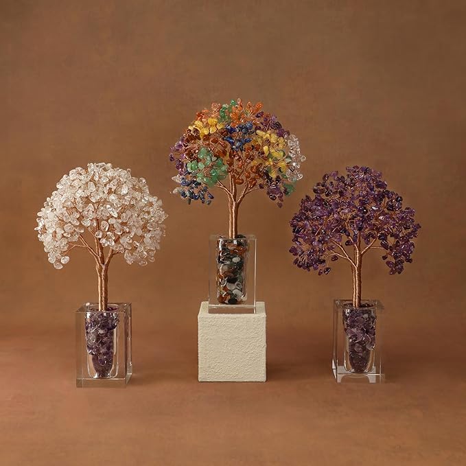 Magic and Miracles 7 Chakra Tree of Life Healing Crystal Bonsai Fengshui Tree, Office Desk Decor Home Living Room Decorations, Christmas Birthday Housewarming Meditation Yoga Gifts for Women Mom
