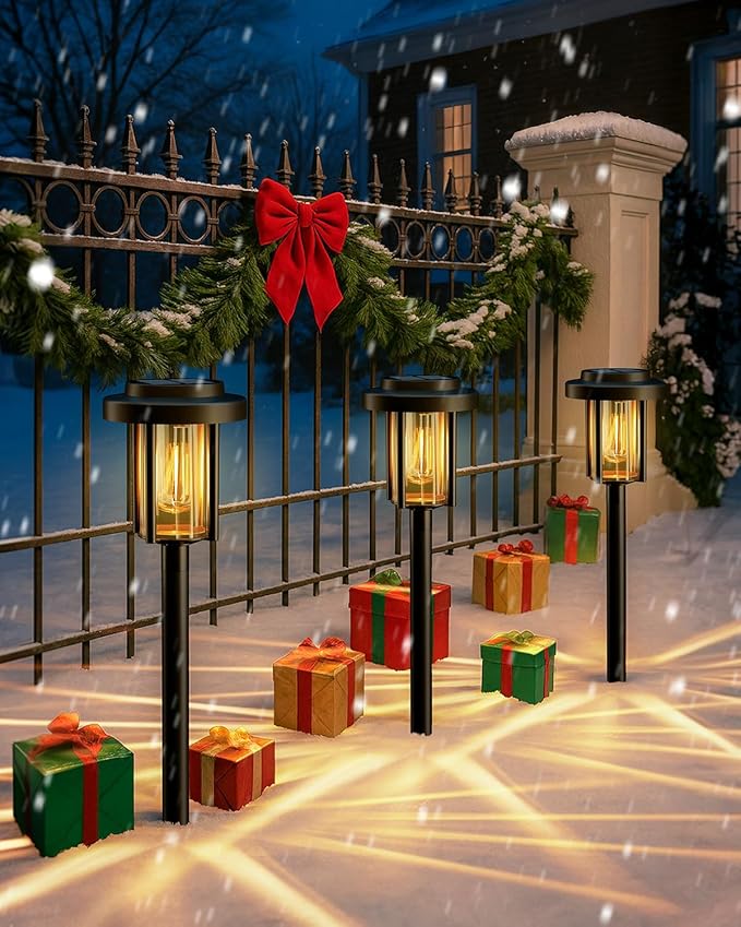 GIGALUMI Solar Pathway Lights Outdoor, 12 Pack Waterproof IP65 Solar Powered Landscape Lighting, Auto On/Off Garden Lights for Yard Lawn Patio Walkway Driveway Decor (Warm White)