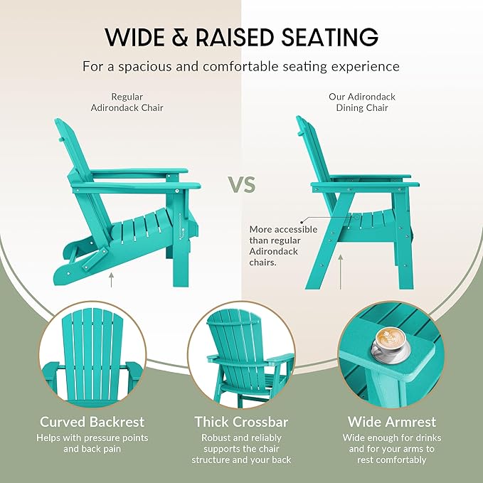 WestinTrends Dylan Dylan Outdoor Patio Shell-Back Adirondack Dining Chair Weather Resistant Turquoise