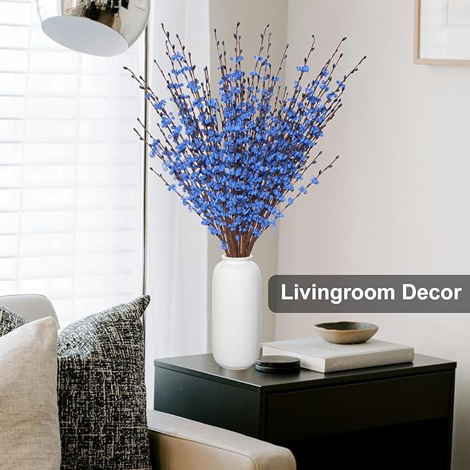 10 Pcs 29.5" Long Jasmine Artificial Blue Flowers Fake Jasmine Flowers Bouquet Stem for DIY Floral Art Plant Home Office Table Centerpieces Party Decorations