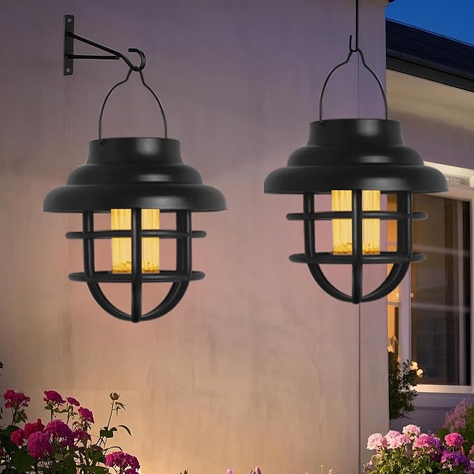 Solar Lights Outdoor Waterproof Hanging Solar Lantern Garden Decor, Hanging Outdoor Lanterns Led Lights for Outside Porch Patio Yard Balcony Pathway