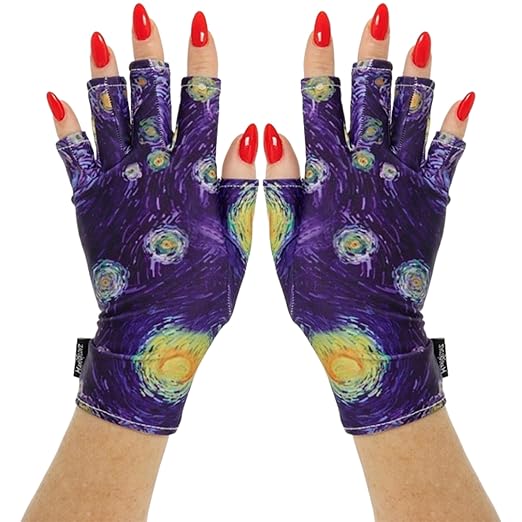 ManiGlovz - The ORIGINAL UPF 50+ UV Light Protective Nail Gloves | Gel Manicure and Anti UV/LED Fingerless Gloves for Women | Can be Used as Sun Protection Gloves or for Driving | Starry Knight