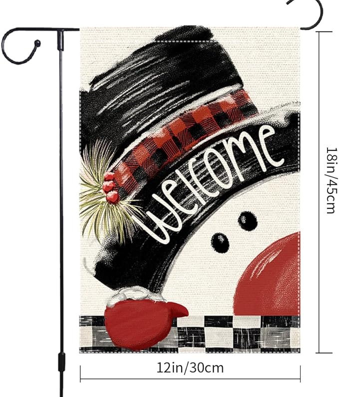 Snowman Cardinal Hello Winter Garden Flag 12x18 Inch Double Sided, Winter Holiday Yard Outdoor Flag