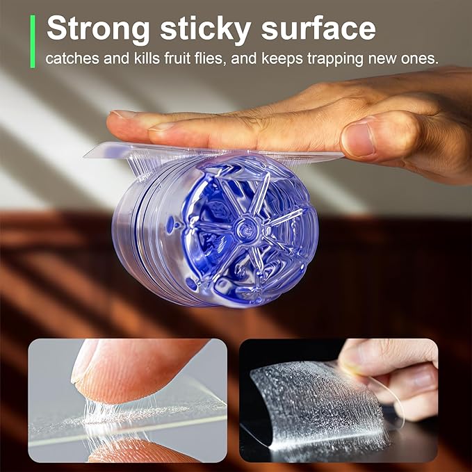 Fruit Fly Trap Covers, Double-Sided Sticky Adhesive Cards for Gnats, Fruit Flies, Moths, Kitchen Insect Control (49Pcs)