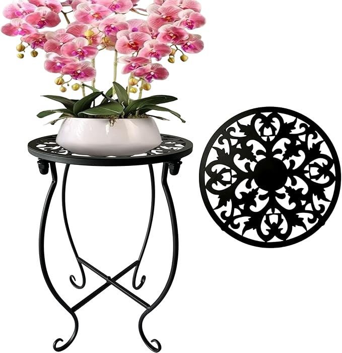 EKINIYAR Plant Stand Indoor Outdoor, Metal Plant Stand for Indoor Plants Iron Art Flower Pot Holder Stand Decoration Shelf Racks for Single Planter Use in Garden Patio Corner 1 Pack