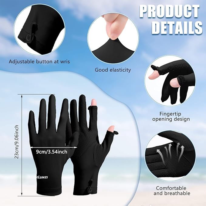 Loopeer 2 Packs Women Sun Protection Driving UV Gloves Full Finger Touchscreen Non Slip Breathable Summer Outdoor Gloves