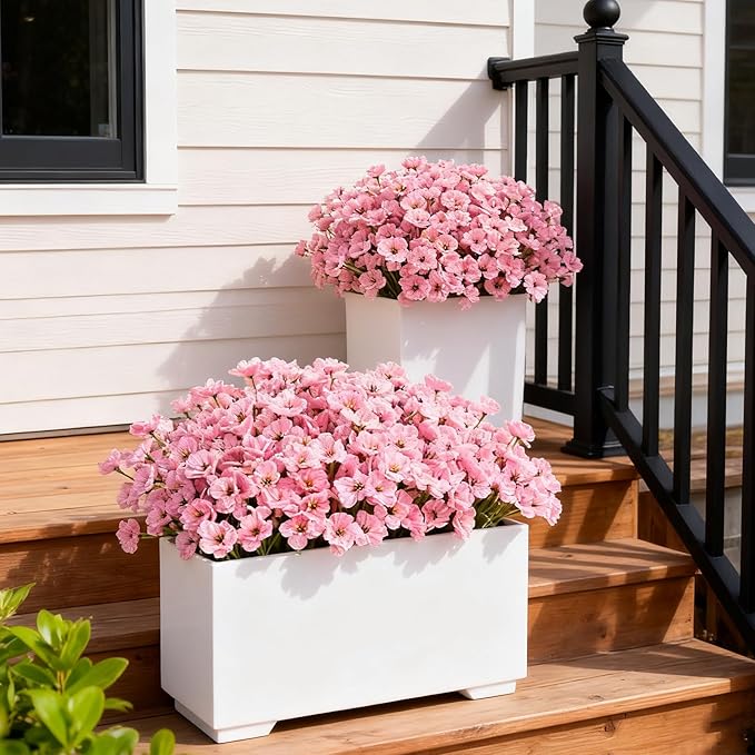 Stymedeca Artificial Flowers for Outdoor Faux Plants for Spring Summer Decoration, UV Resistant Realistic Silk Plastic Fake Flowers Garden Porch Patio Balcony Yard Front Home Decor, 24 Bundles