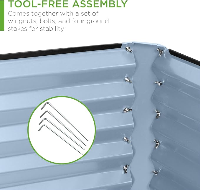 Best Choice Products 6x3x2ft Outdoor Metal Raised Garden Bed, Deep Root Box Planter for Vegetables, Flowers, Herbs, and Succulents w/ 269 Gallon Capacity - Mist Blue