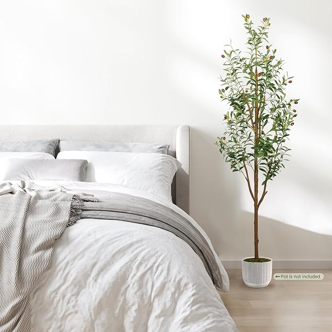 5FT Artificial Olive Tree - Indoor Tall Faux Olive Trees with Planter&Basket, Large Fake Olive Silk Tree Realistic Olive Plants with Branches and Fruits for Home Decor Office Living Room