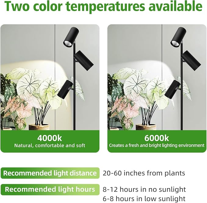 90W Dimmable Grow Light, Full Spectrum COB LED Triple-Head Floor Lamp with High PPFD&CRI, 6/8/12H Timer, Adjustable Height (43"-83") & Angle – Standing Grow Lights for Indoor Plants (4000K warm white)