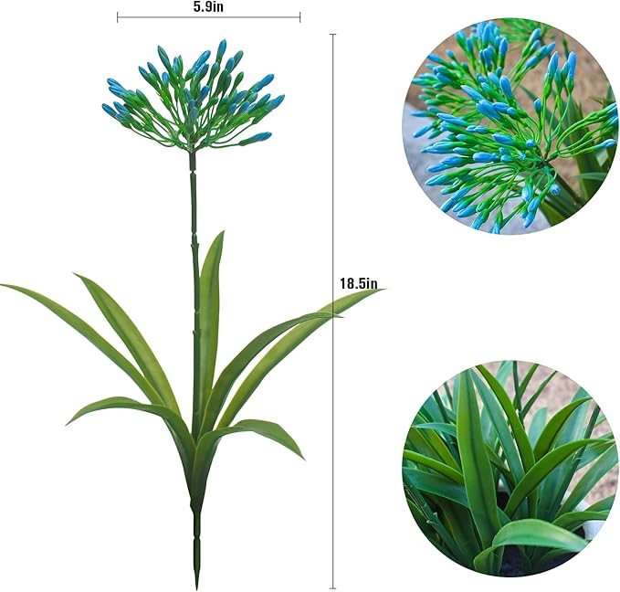 HIFORESTAR Artificial Flowers Fake Blue Plants Outdoor Spring Summer Decoration Realistic Faux Greenery for Front Door Porch Planter