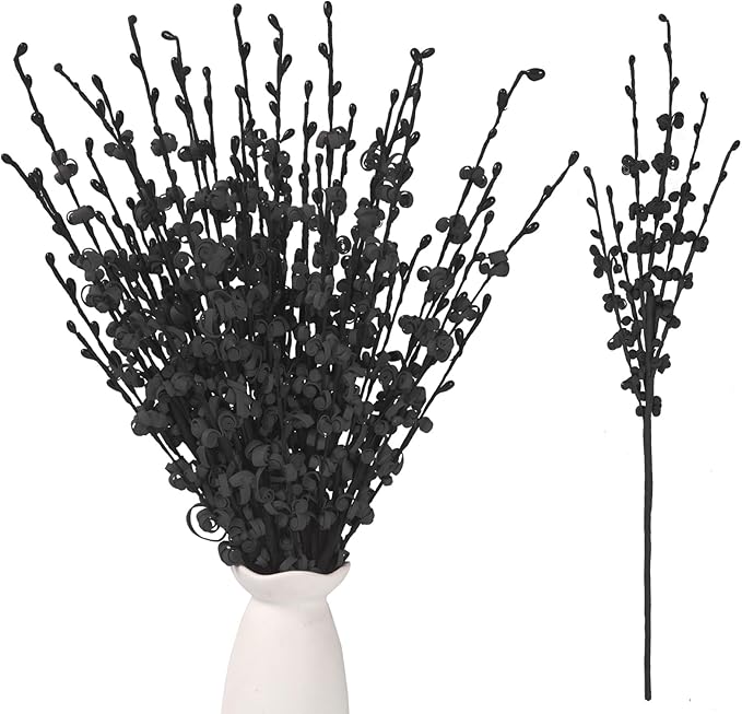 10pcs 17.5" Faux Jasmine Artificial Flowers Tall Black Floral Branches Stem for Home Wedding Vase Filler Anniversary Party DIY Decoration