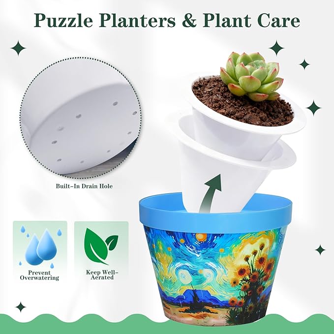 MYLARREN 3D Puzzle Planter, 152 Pcs 3D Puzzle Vases for Adults, Flowers, Small Cute Indoor Plant Pot, Arts and Crafts for Kids 4-6, Adults, Girls, Unique Flower Vases(Sunflower)