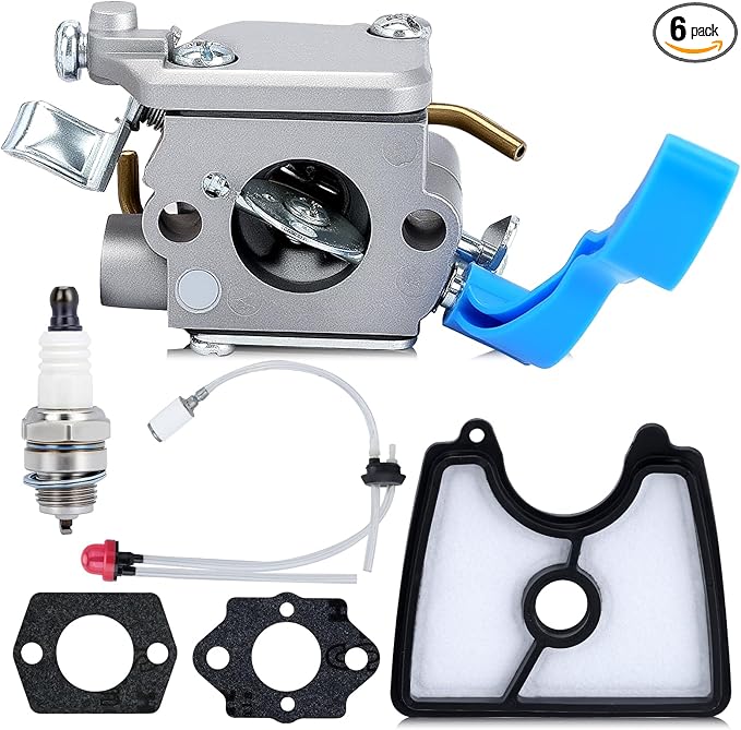Powtol 125B 125BX 125BVX Carburetor Kit for Husqvarna 125B 125BVX 125BX Handheld Leaf Blower Parts Replace 590460102 545081811 ZAMA C1Q-W37 581798001 with 125B Air Filter Primer Bulb Kit