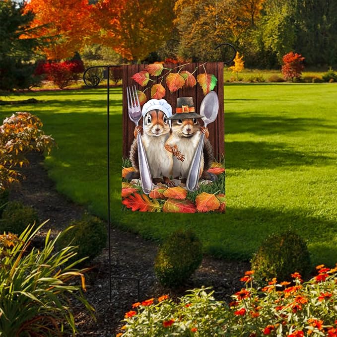 Briarwood Lane Thankful Chipmunks Garden Flag