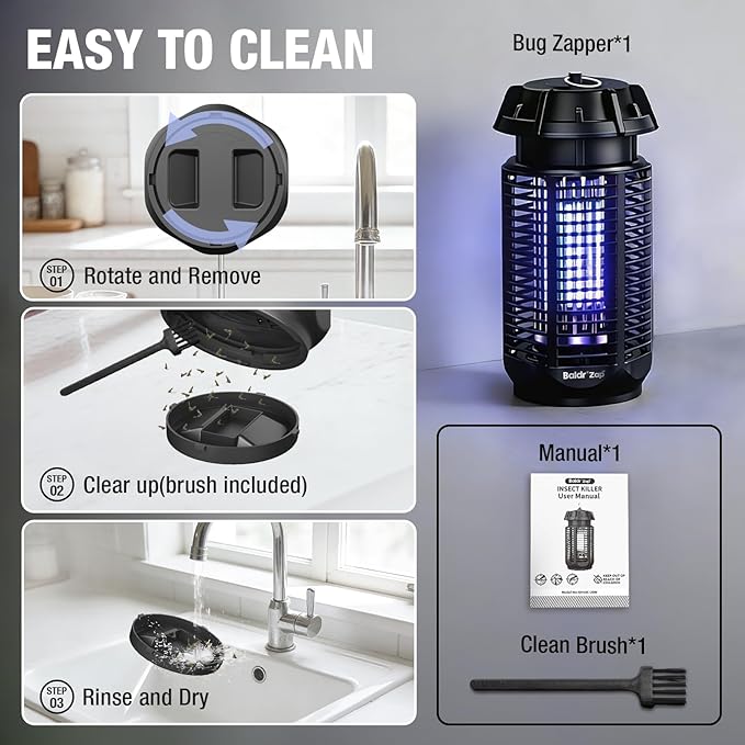 BALDR Bug Zapper Outdoor Indoor, 20W Power & 4200V Instant Grid Mosquito Repellent, Coverage of 1/2 Acre Fly Trap for Patio, Backyard, Home