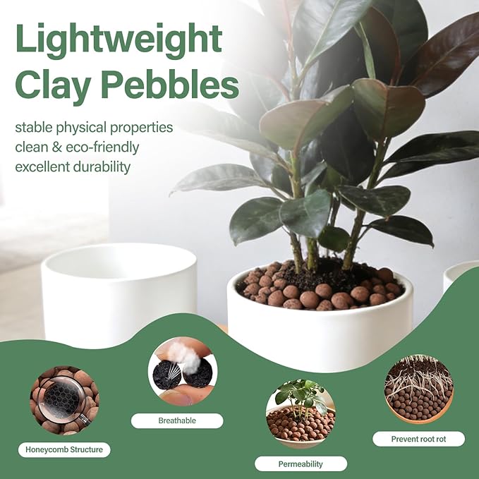 Halatool 16LB Organic Clay Pebbles 4mm-16mm Leca for Plants 100% Natural Lightweight Hydroton Clay Pebbles for Hydroponics Gardening Orchids Drainage Decoration Aquaponics