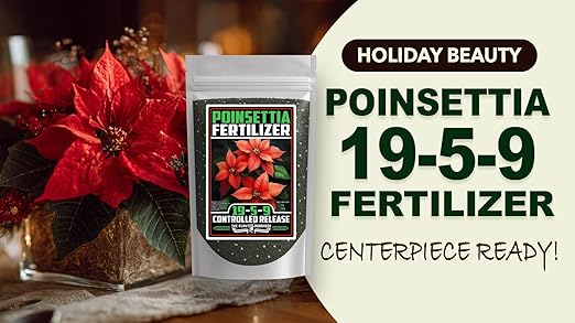 Fertilizer Commercial Grade | Poinsettia 19-5-9 | 1 Pound | Controlled Release Granular | 3–4 Month Feeding | Magnesium Sulfur Iron Manganese Zinc | Topdress Water in | Christmas Holiday Display