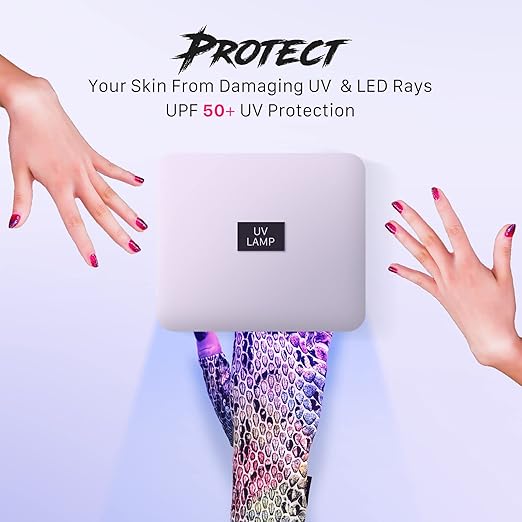 ManiGlovz - The Original UPF 50+ UV Light Protective Nail Gloves and Anti UV Fingerless Gel Manicure Gloves for Women, Also Provides Sun Protection