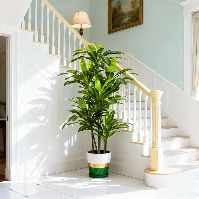 Dracaena Artificial Plant Indoor 5FT - Tall Faux Floor Plant in Pot - Large Tropical Fake Tree with Lifelike Leaves - Artificial Dracaena Tree for Home Office Living Room Decor