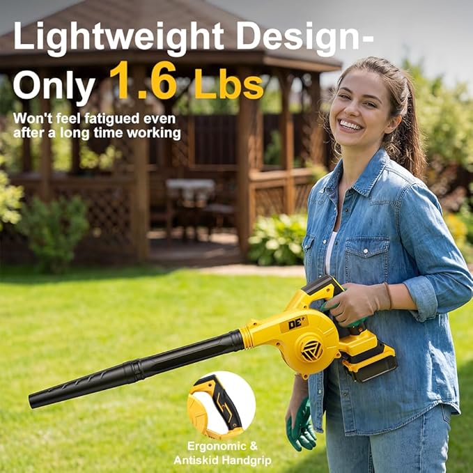 DeForce Electric Leaf Blower Cordless for Dewalt 20V Max Battery, 2026 Upgraded 4 in 1 Blower/Vacuum/Inflator/Deflator, 3 Speed Modes,190 MPH/280CFM, Extended Tube for Leaves, Dust, Lawn(No Battery)