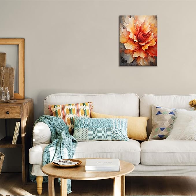 FUNHUA Red Flower Canvas Wall Art Decor Girls Wall Art Oil Art Print Cute Nursery Pictures Home Decor for Living Room Bedroom Canvas With Wood Frame 12x16 inches