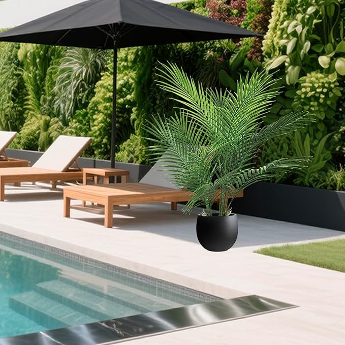 Artificial Palm Plant 2.7FT Fake Palm Tree with 12 Trunks Perfect 32 inch Faux Tropical Palm Plants in Pot for Indoor Outdoor House Home Office Garden Modern Decor Housewarming Gift (2Pack)