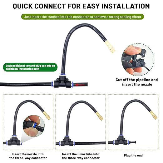 360° Adjustable Drip Irrigation System - 30FT Garden Watering System with 10 Nozzles, Garden Irrigation System, Greenhouse Accessories, Atomizing System for Yard, Lawn, Plants, 5/16 inch Hose