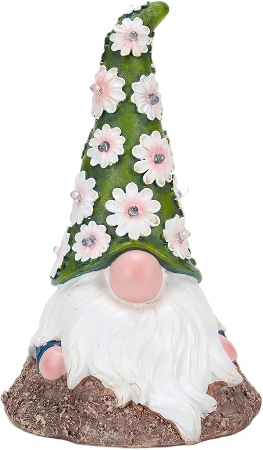 Garden Gnome Solar Light Outdoor Statue, Decorative Lawn Ornament for Patio, Balcony, Yard, Housewarming Gift