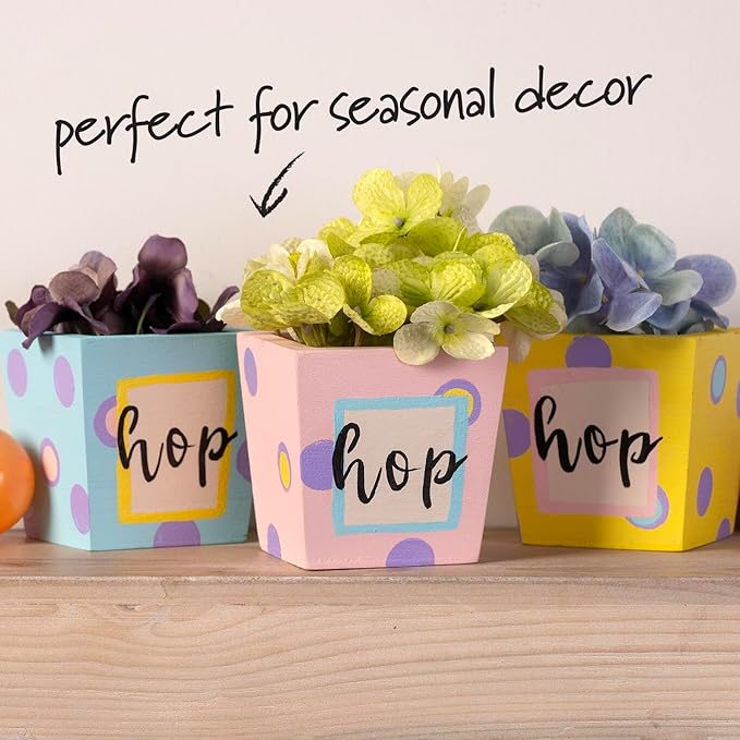 Plaid Unfinished Wood Square Planter, 3" x 3" x 3" Wooden Surface Perfect for DIY Arts and Crafts Projects, 63517