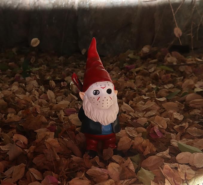 Horror Garden Gnome Statue, Gothic Outdoor Decor, Spooky Collectible for Halloween, Valentines Gifts Outdoor Decorations