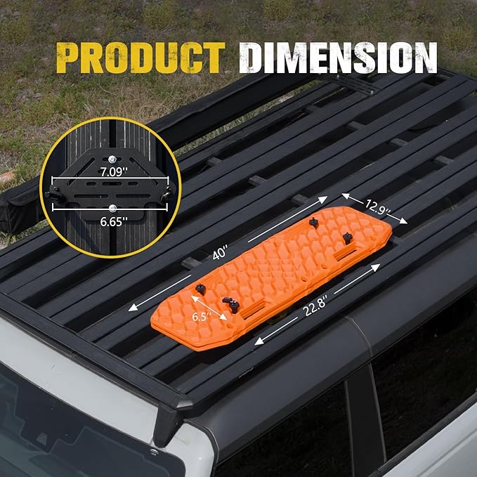 BUNKER INDUST Gen 7th Traction Boards with Mounting Kit, Pair Offroad Recovery Tracks with Jack Base for 4X4 Jeep Truck Tire Traction-Sand,Mud, Snow Ramps (Orange)
