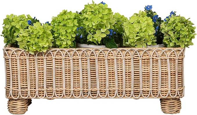 Juliska Provence Rattan Rectangular Planter - Whitewash